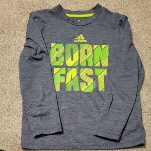Adidas Kids Gray and Neon Yellow Long Sleeve Tee